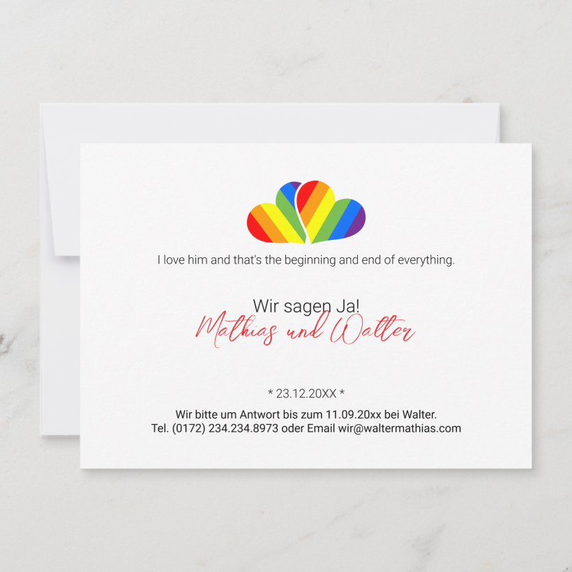 Two Rainbow hearts Announcement Card